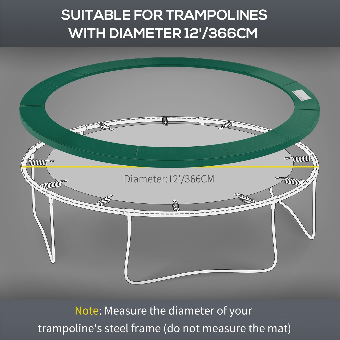 Soozier ⌀8ft Trampoline Pad ⌀96" Spring Safety Replacement Gym Bounce Jump Cover EPE Foam Green