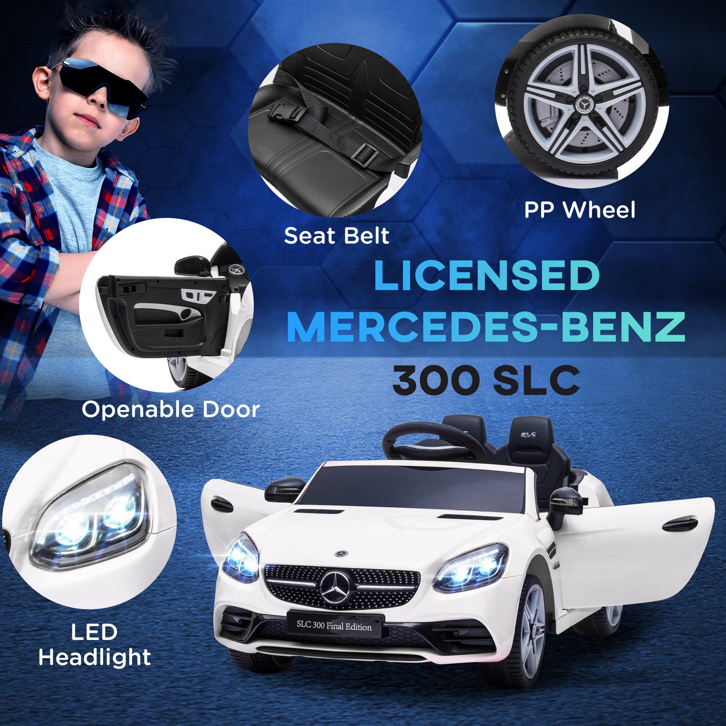 Aosom 12V Ride On Car with Parent Remote Control Two Motors Music Lights Suspension Wheels for 3-6 Years Black