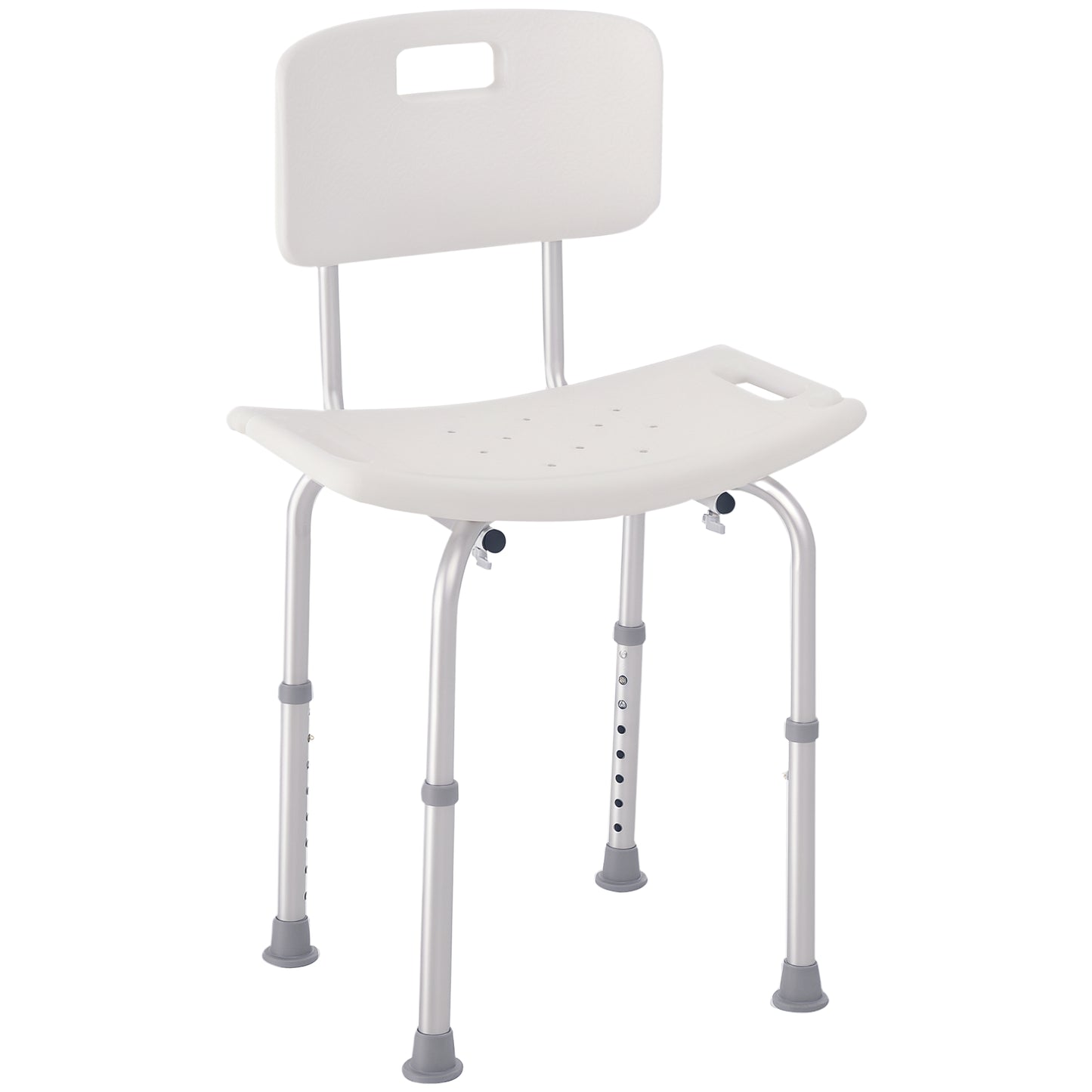HOMCOM Bath Chair with Back, Adjustable Height Non-slip Shower Stool Bench Tool-Free Assembly Bathroom Aids, White