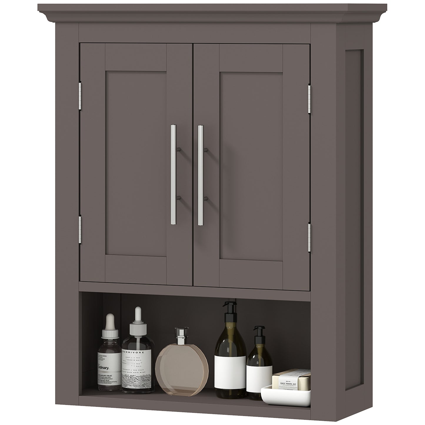 kleankin Bathroom Wall Cabinet, Medicine Cabinet, Toilet Storage Cabinet with Shelf for Living Room and Entryway, White