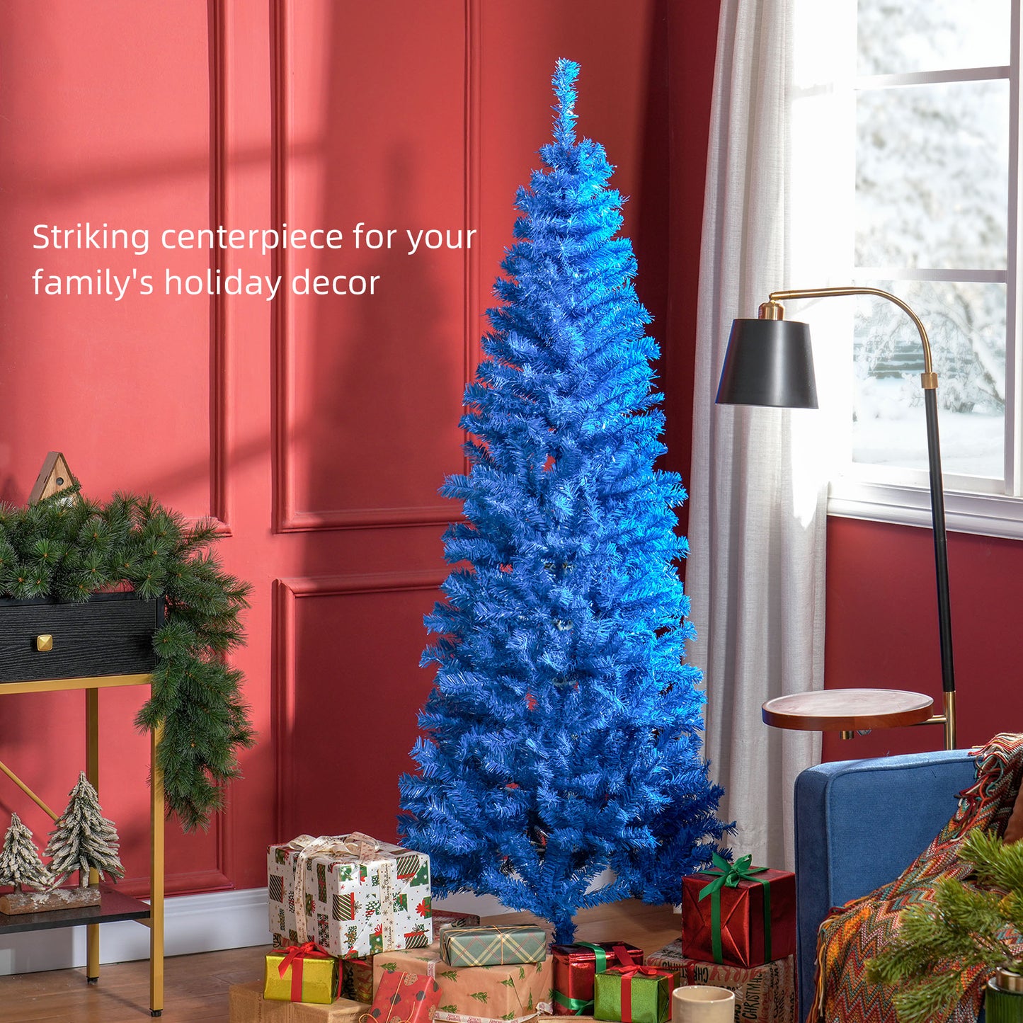 HOMCOM 4FT Artificial Christmas Tree Holiday Xmas Holiday Pencil Tree Decoration with Automatic Open for Home Party, Pink