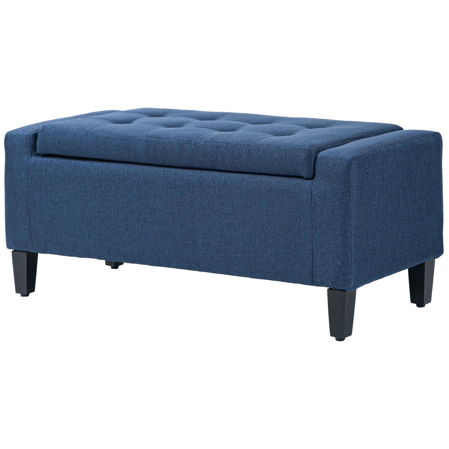HOMCOM Storage Ottoman Bench Linen-Touch Fabric Tufted Chest Footstool with Flipping Top, Beige