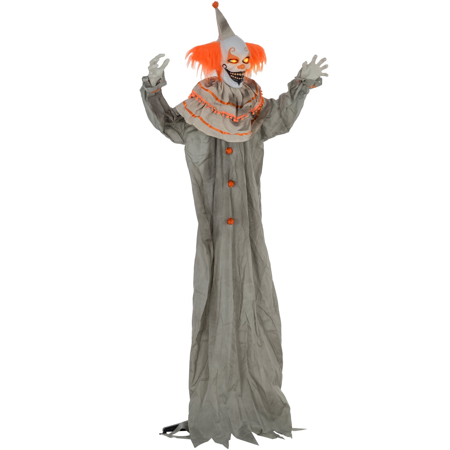 Outsunny 5.6' Life Size Clown Outdoor Halloween Decoration Animatronic, Animated Prop w/ Light Up Eyes