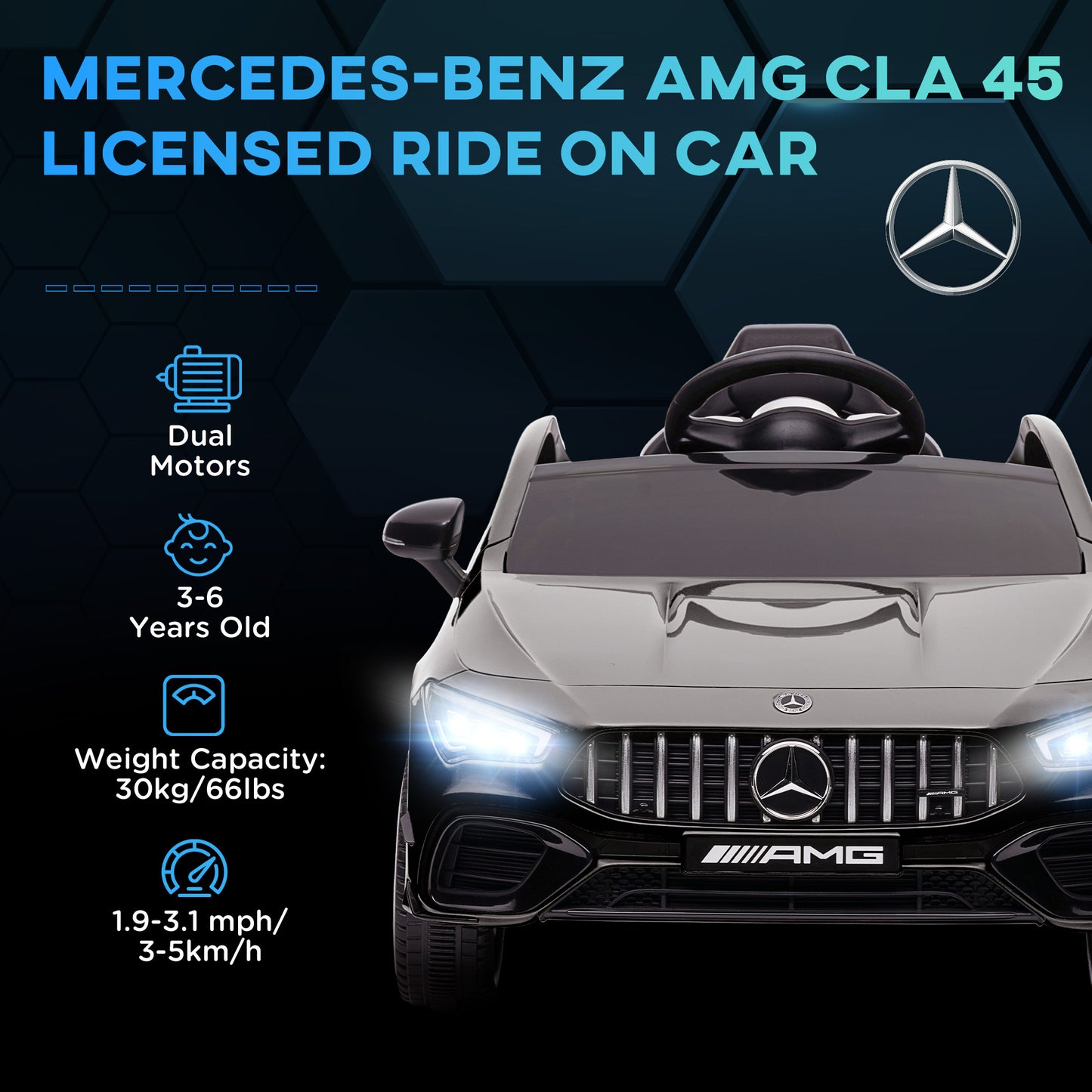 Qaba Mercedes-Benz AMG Licensed 12V Ride on Car, Kids Electric Car with Remote Control, Spring Suspension, LED Lights, Red