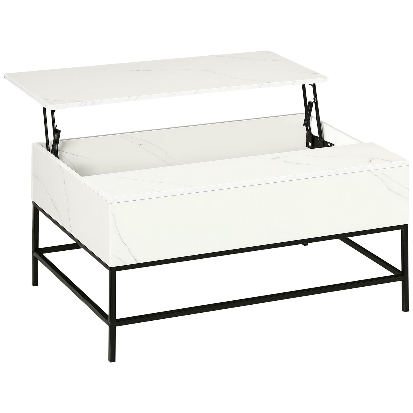 HOMCOM Lift Top Coffee Table with Hidden Storage Compartment Lift Tabletop Center Table for Living Room, Grey