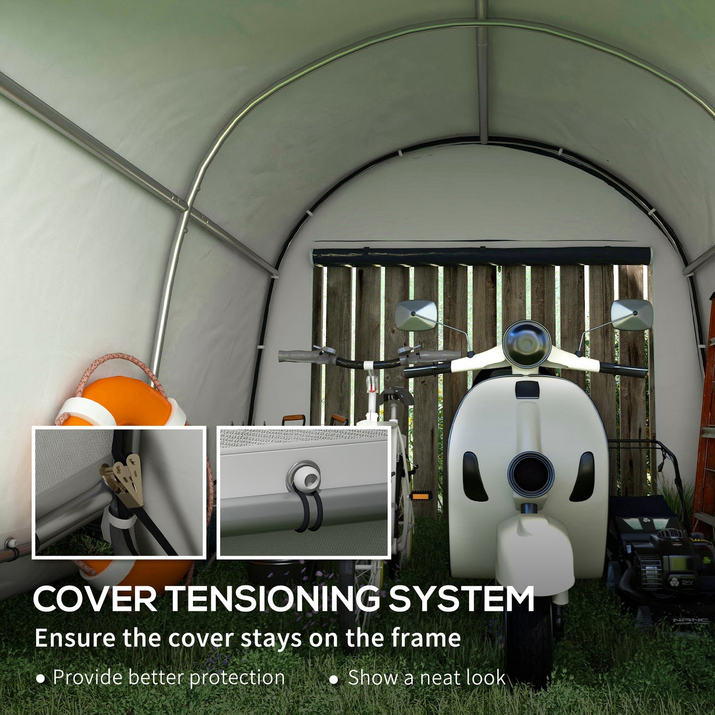Outsunny 8' x 6' Carport with Sidewalls and Roll-up Door, Outdoor Storage Shelter for Motorcycle and Car, Grey