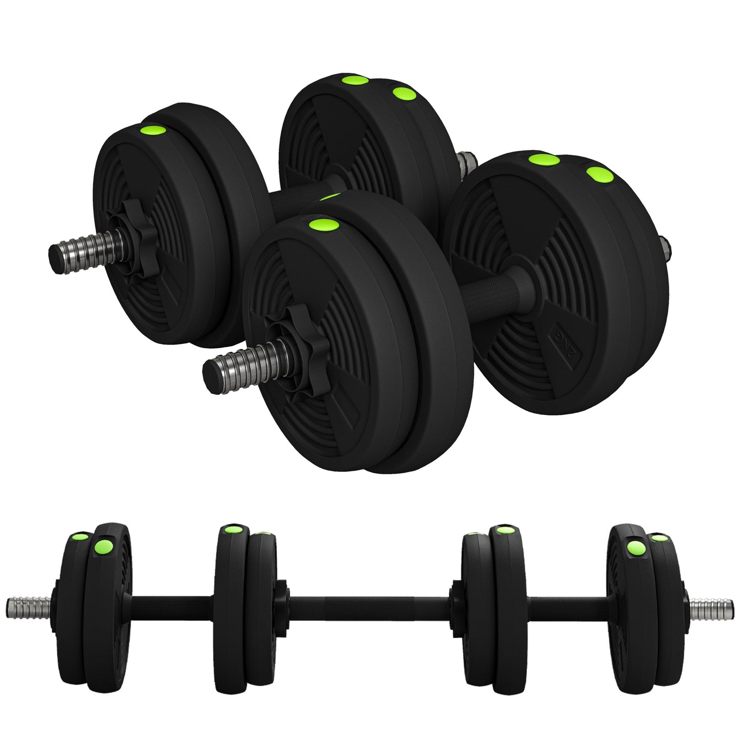 Soozier 55LBS 2-in-1 Adjustable Barbell & Dumbbells Set, Weights Set with Non-slip Handles for Men and Women Home Gym Training