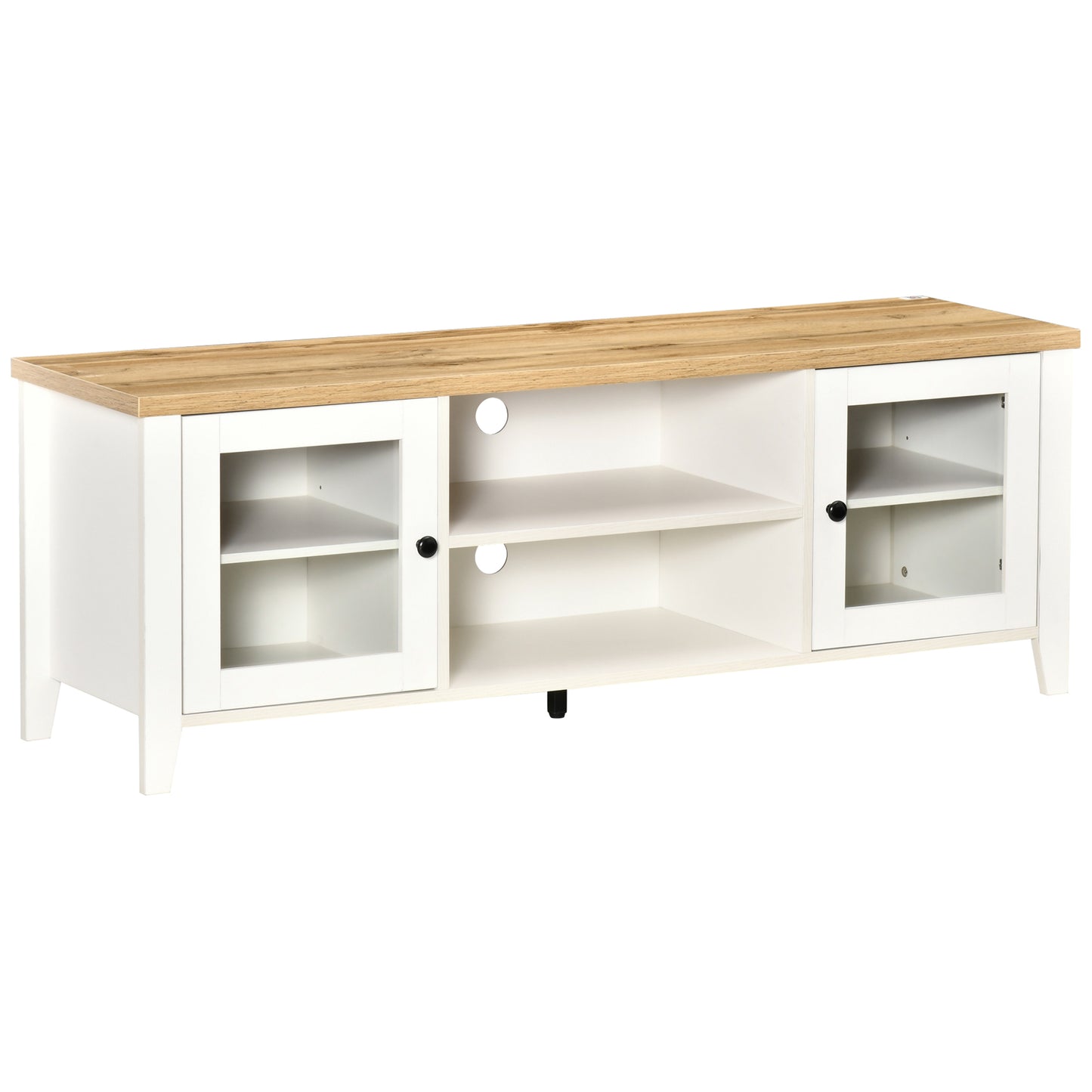 HOMCOM Fireplace TV Stand for TVs up to 60 inches, Wood TV Cabinet w/ Storage Doors or Living Room, Office, Coffee