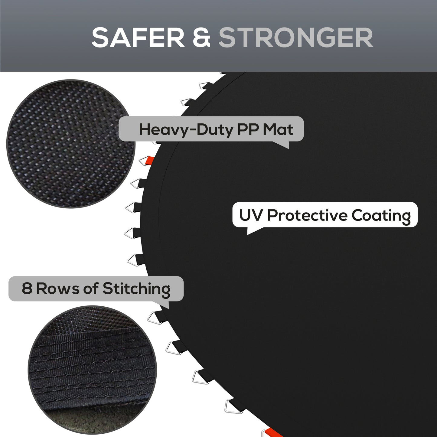 Soozier Trampoline Mat Replacement with Spring Pull Tool and 42 V-Hooks, Fits 8ft Trampoline, Using 5.5" Springs