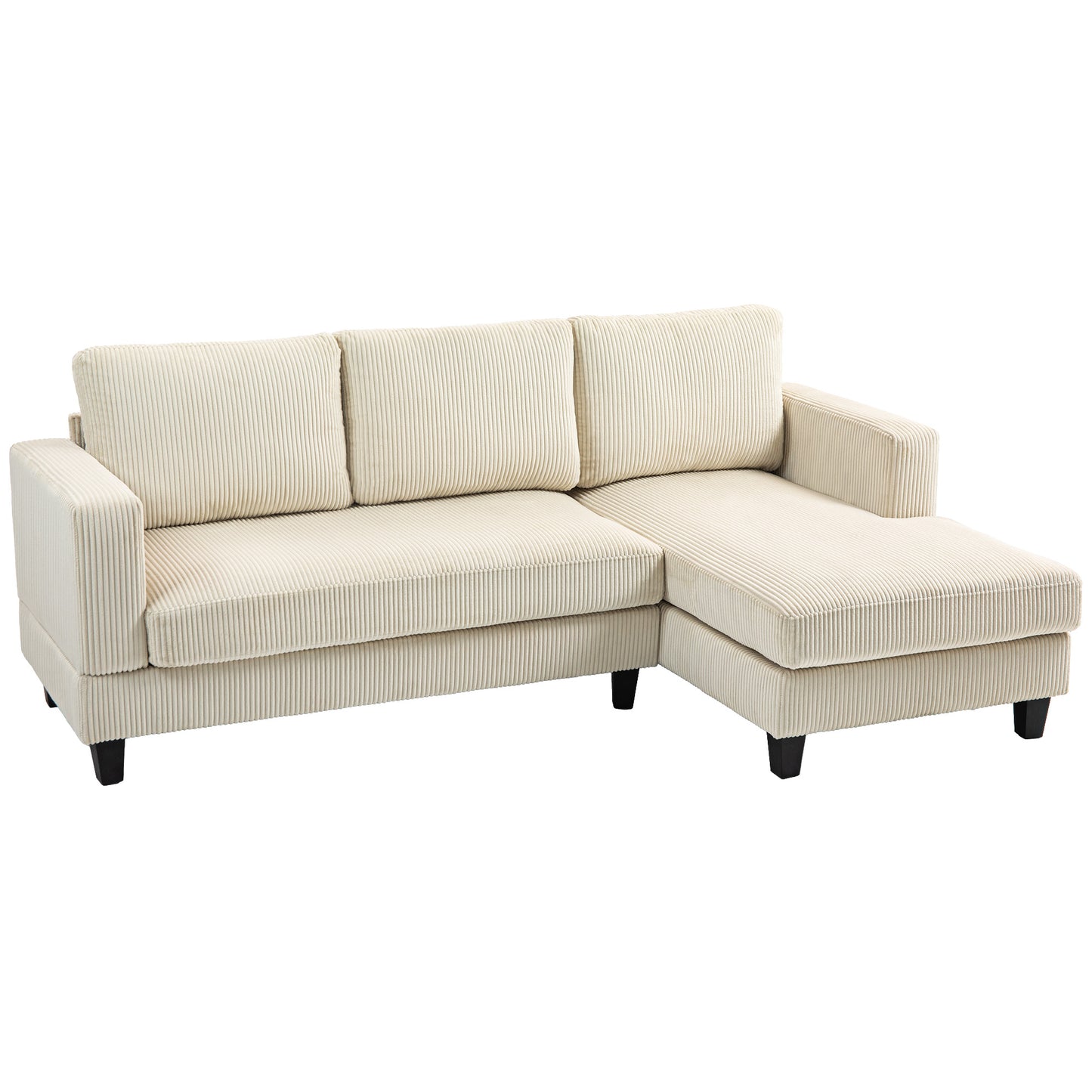 HOMCOM L Shaped Couch, L Shape Sofa with Chaise Lounge and Spring Cushion for Living Room, Bedroom, Grey
