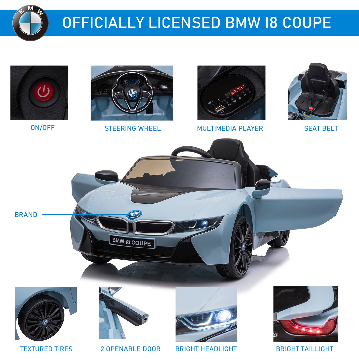 Aosom 6V Kids Electric Ride On Car BMW Coupe for 3-8 Years Old