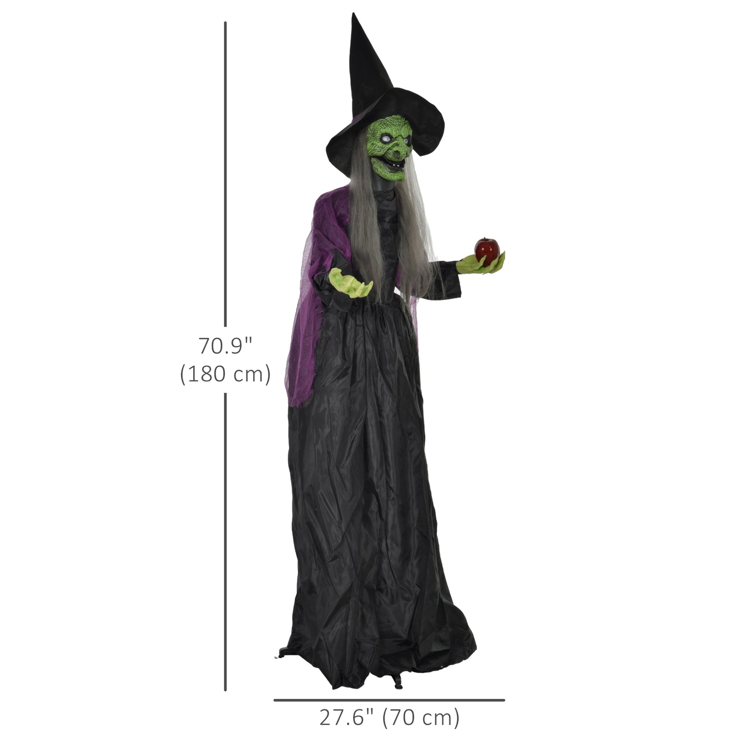 Outsunny 5.6' Life Size Clown Outdoor Halloween Decoration Animatronic, Animated Prop w/ Light Up Eyes