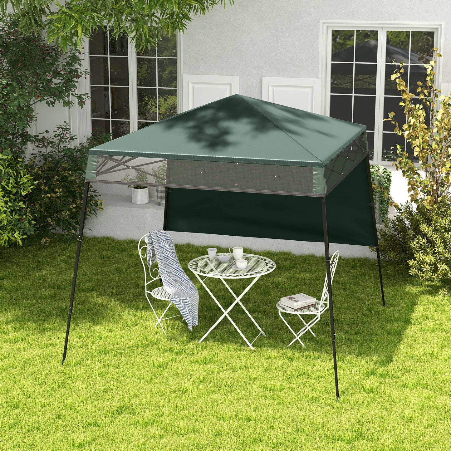 Outsunny 7' x 7' Pop Up Canopy Gazebo Tent with Backpack & Adjustable Legs, Green