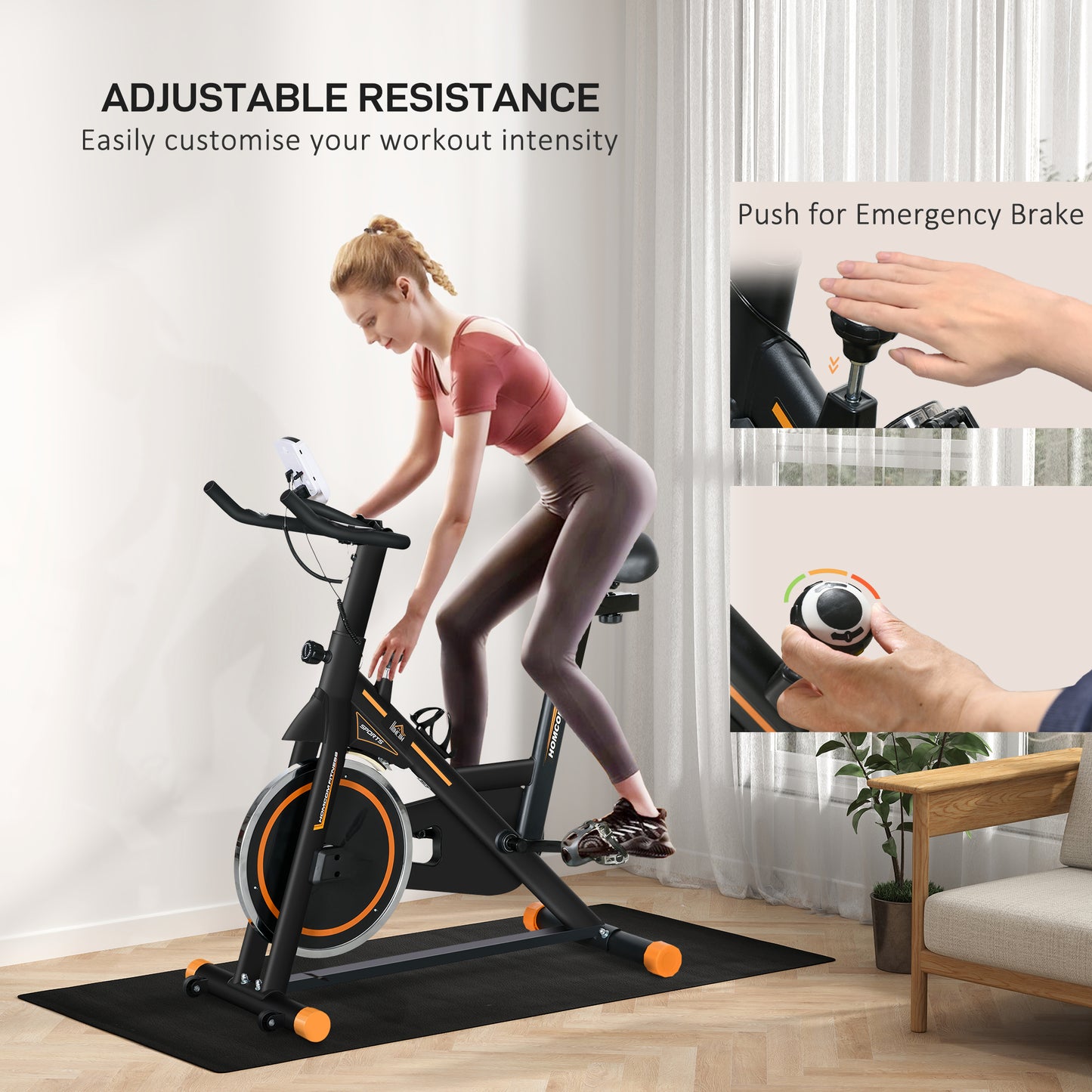 Soozier Upright Stationary Exercise Bike, Cardio Workout Training Bicycle w/ Adjustable Resistance LCD Monitor, Orange