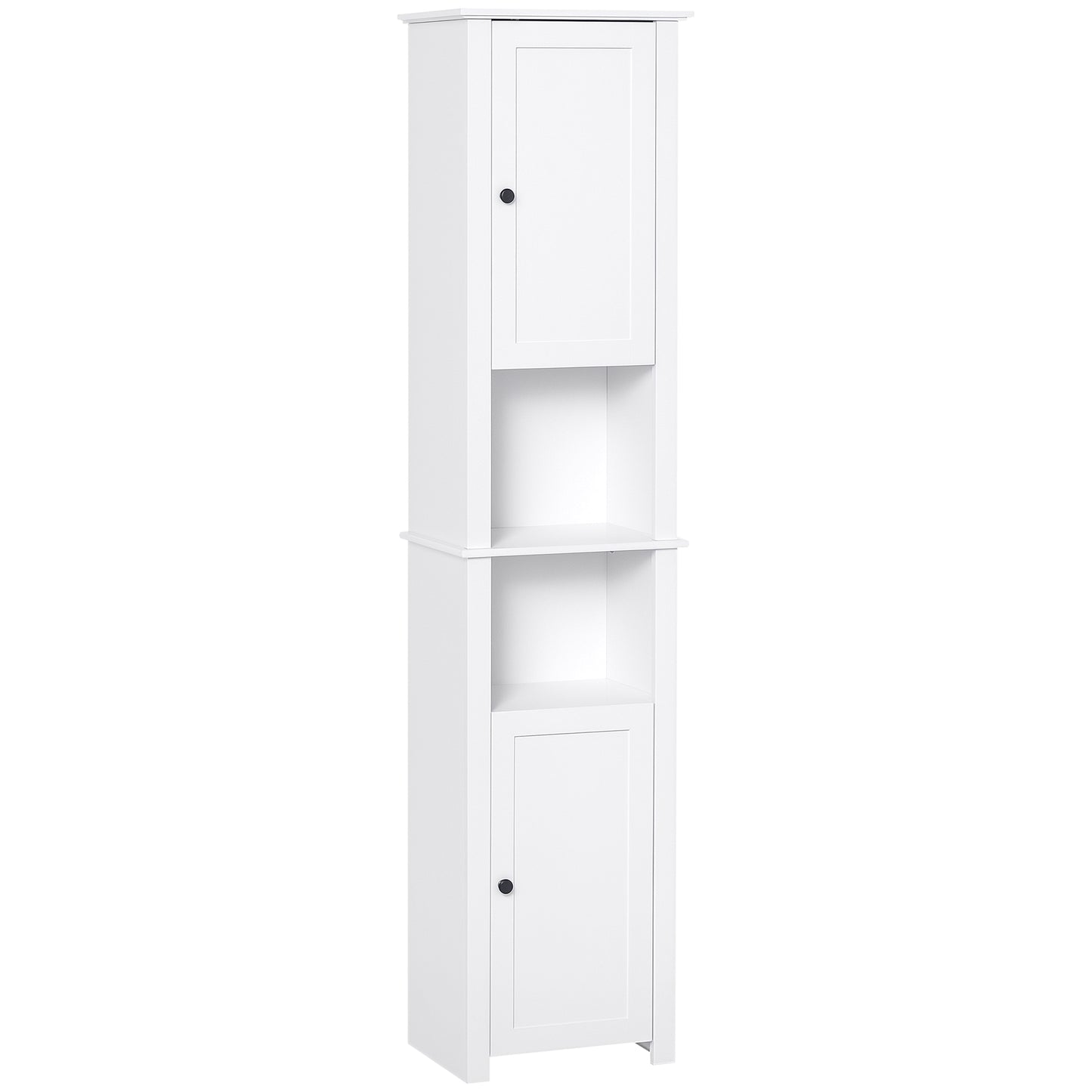 HOMCOM Tall Medicine Cabinet, Freestanding Bathroom Storage Cabinet with Shelves and 2 Cupboards, Bathroom Organizer, White
