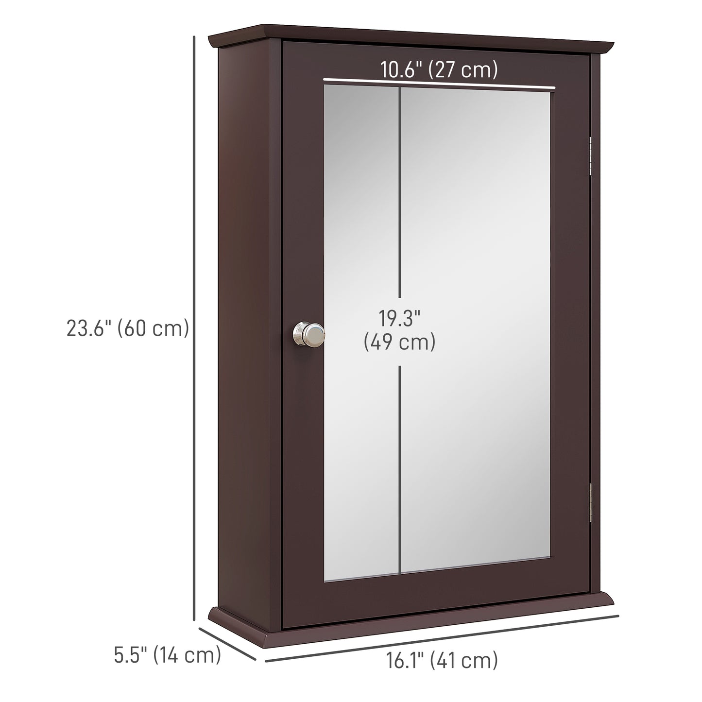 kleankin Bathroom Mirror Cabinet, Wall Mounted Medicine Cabinet with Door and Shelves, White