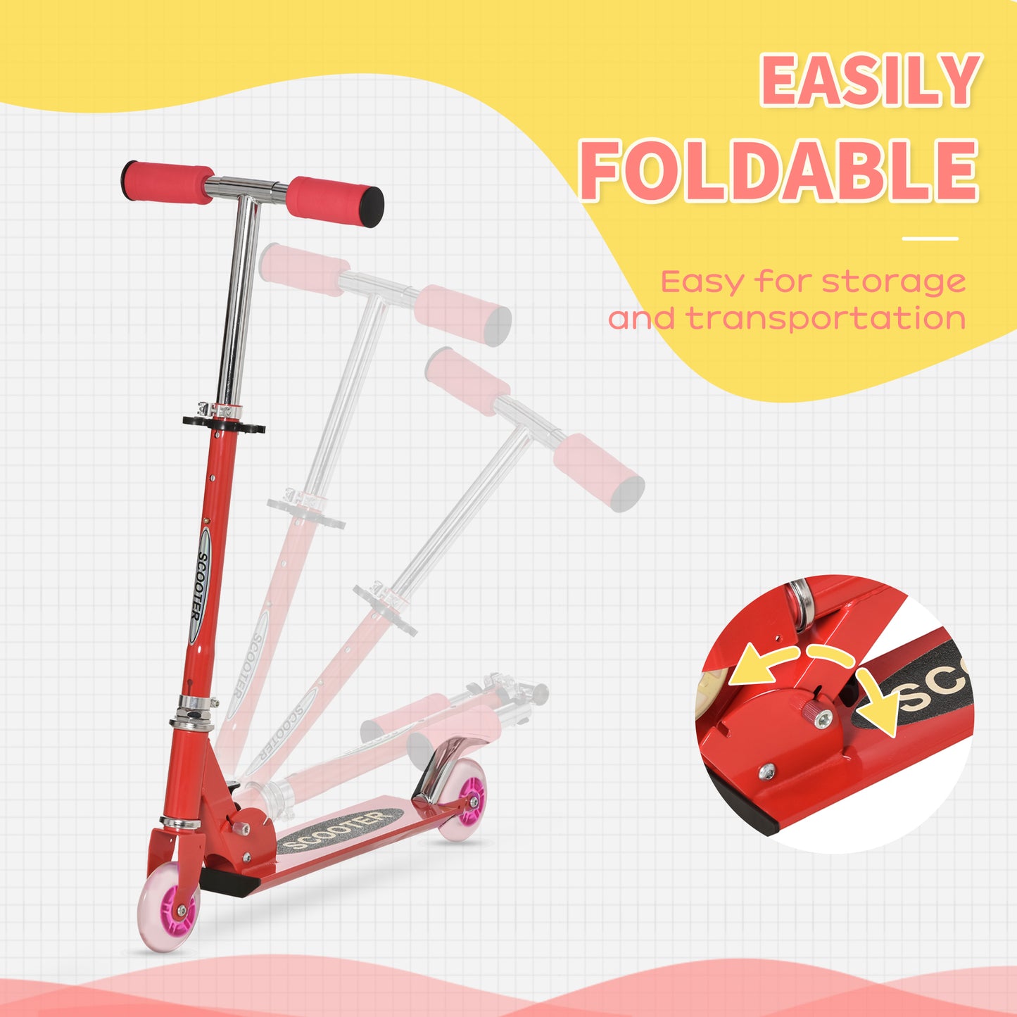 Qaba Snow Scooter, 2 in 1 Design Adjustable Height Scooter Snow Sled for Kids Aged Over 7 Years Old, Kids Sled Ski Scooter with Wheels Blades, Green