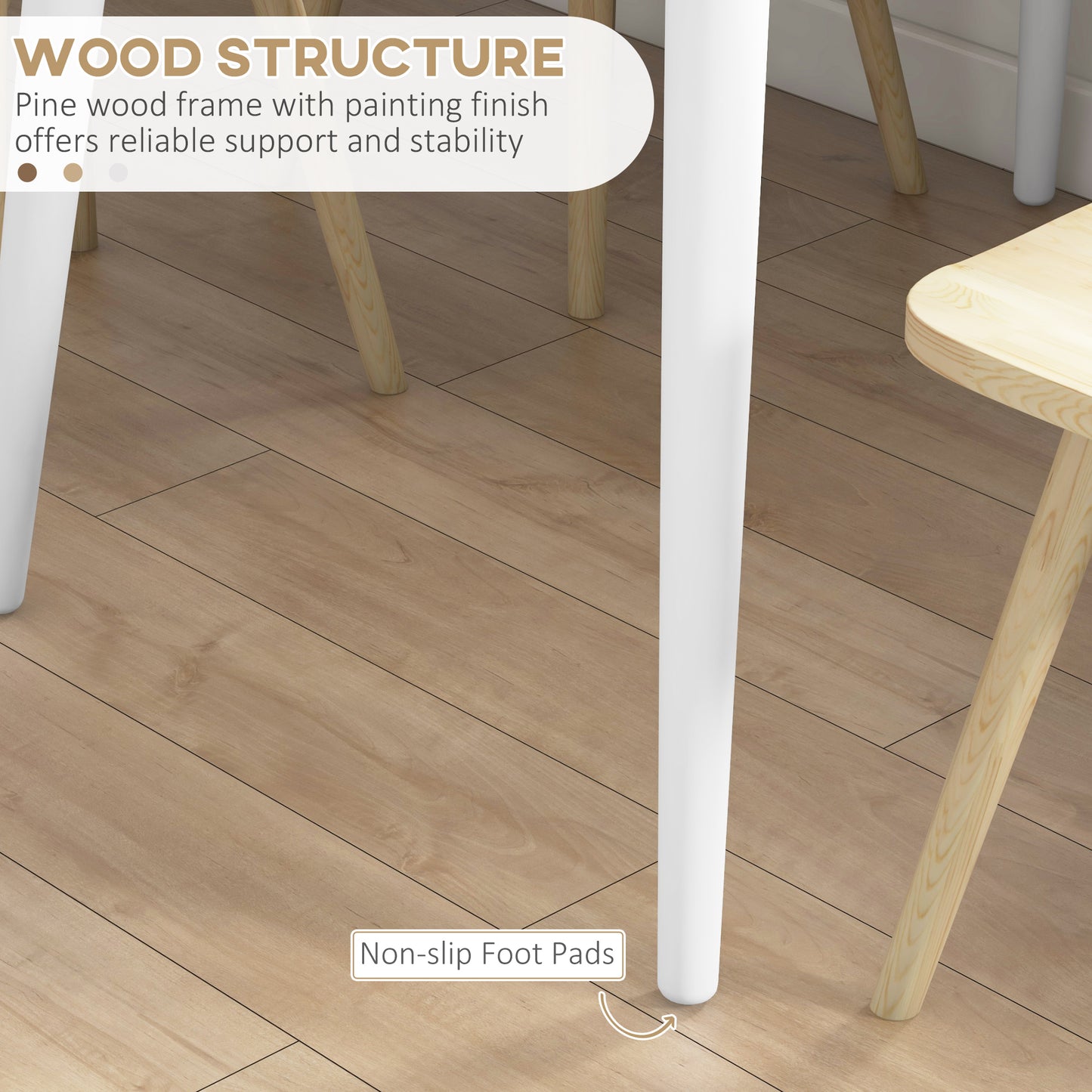 HOMCOM 47" x 30" Dining Table, Farmhouse Dining Room Table with Pine Wood Frame and Angled Legs, Natural