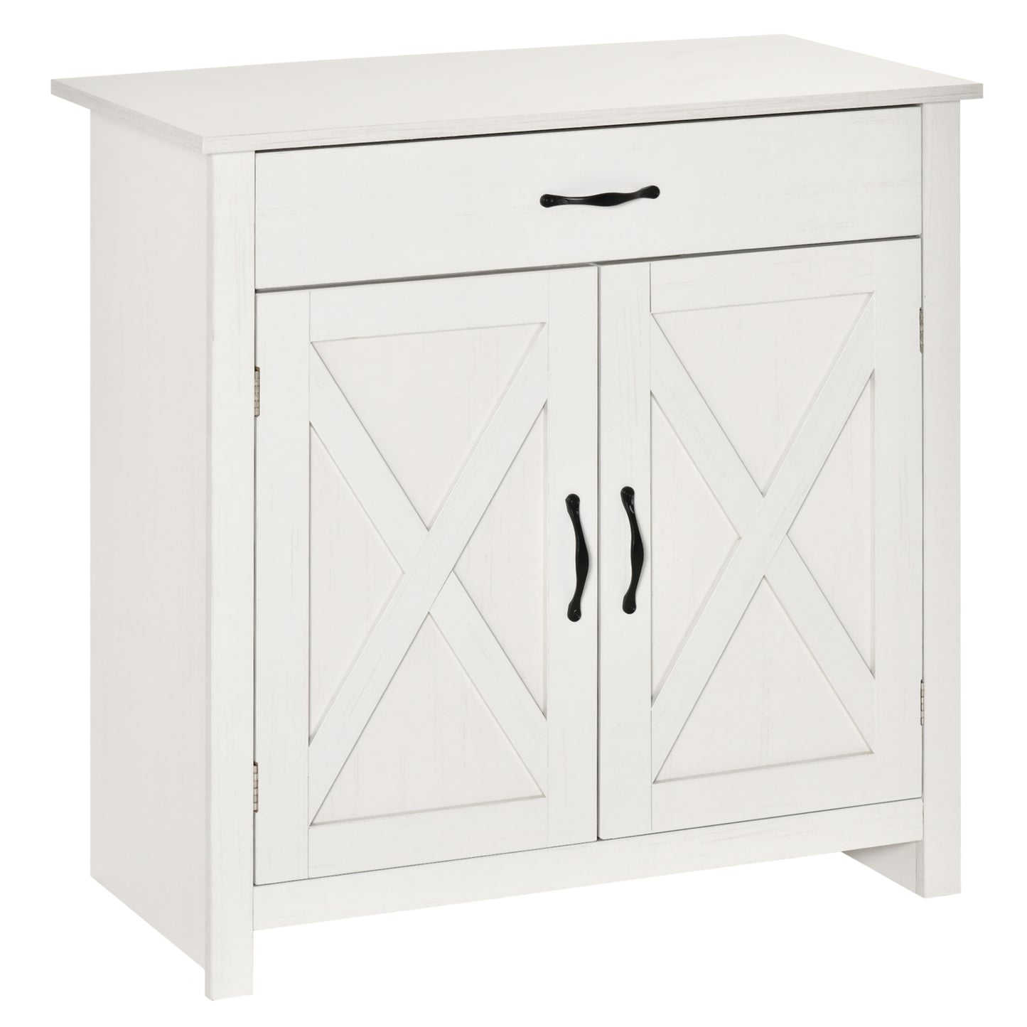 HOMCOM Farmhouse Sideboard Buffet Cabinet, Storage Cabinet with Barn Doors, Distressed Brown