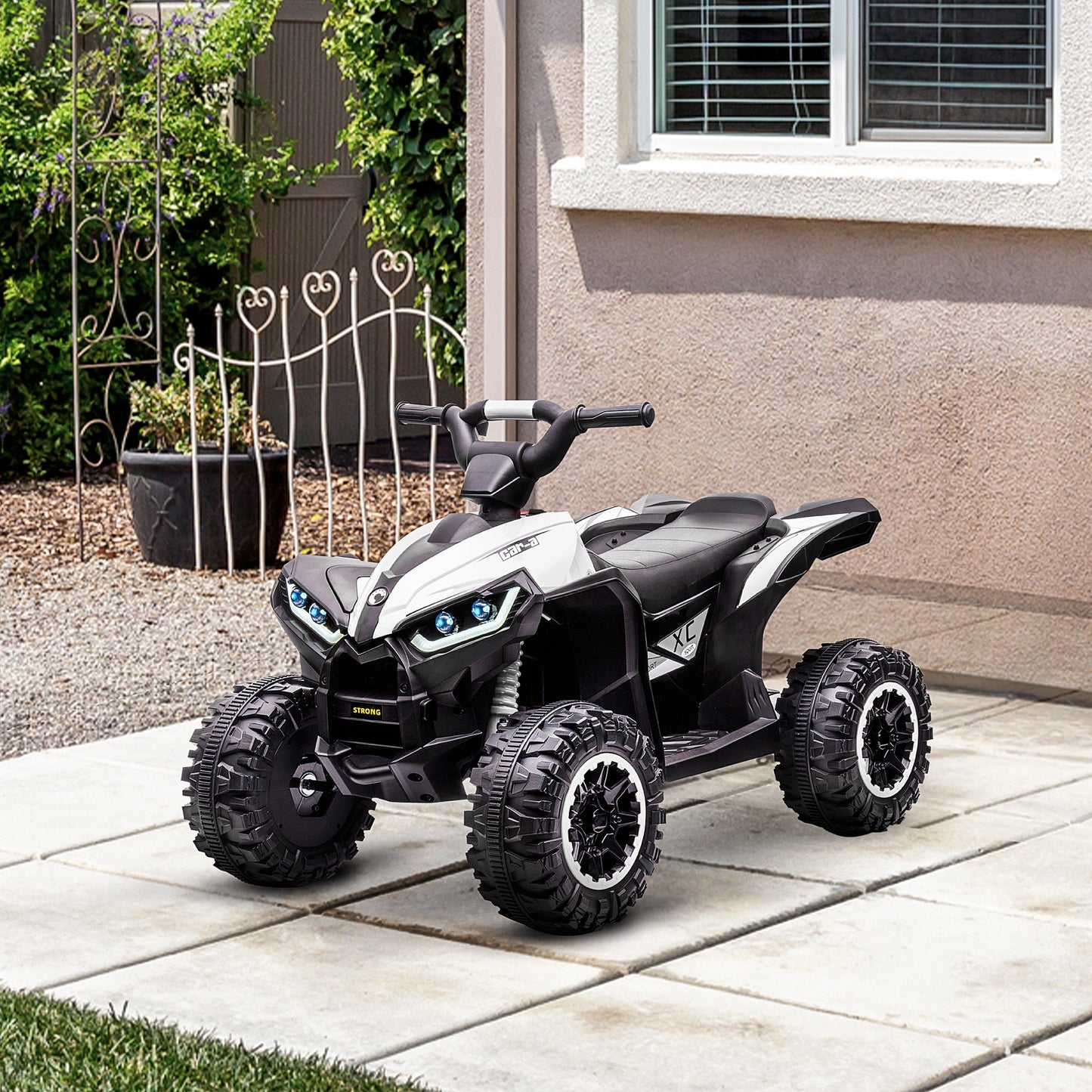 Aosom Kids 4 Wheeler Quad with Music, Headlights, High & Low Speed, Kids ATV for 3-5 Years Old Boys & Girl, Yellow