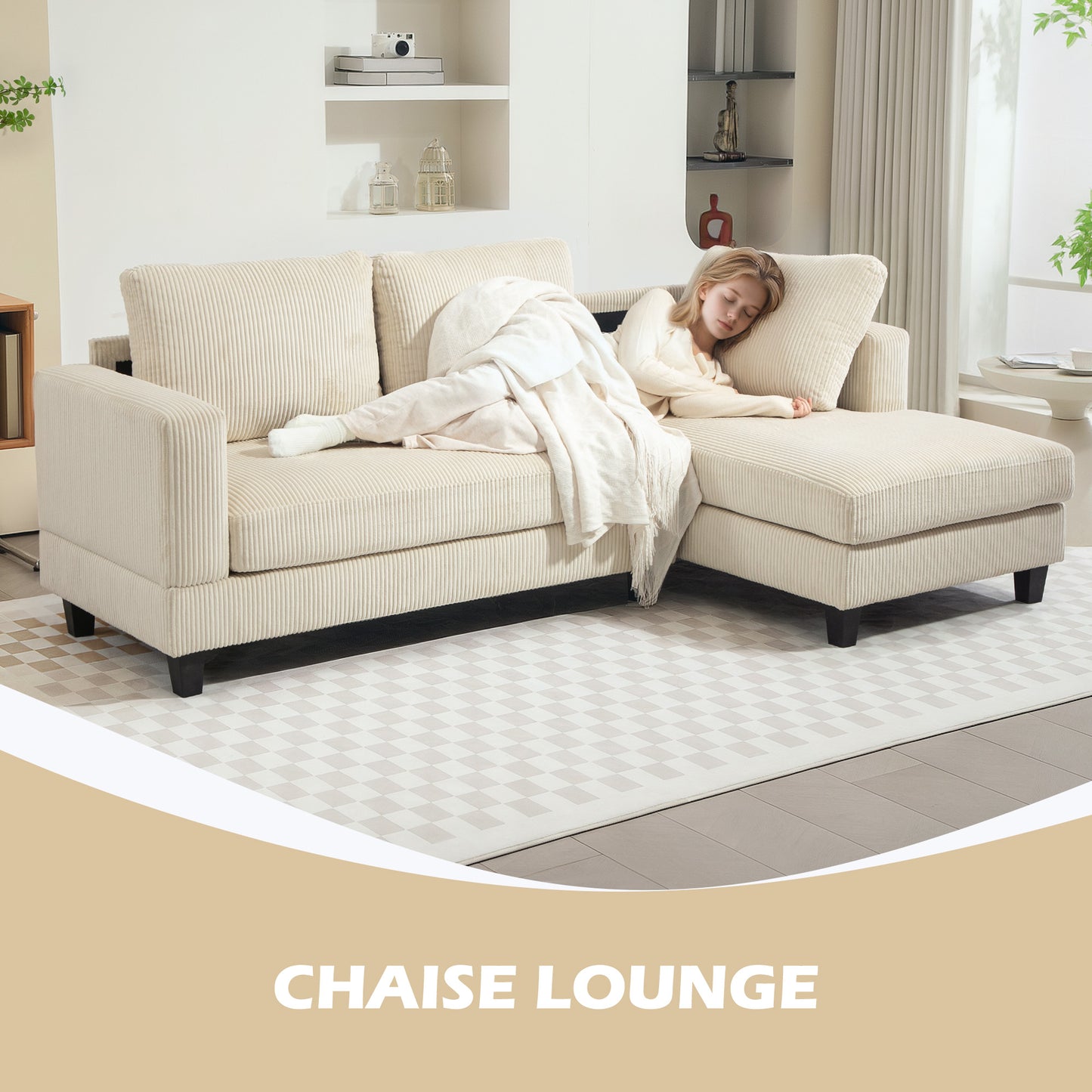 HOMCOM L Shaped Couch, L Shape Sofa with Chaise Lounge and Spring Cushion for Living Room, Bedroom, Grey