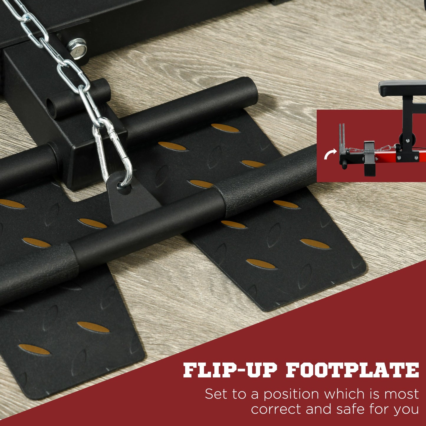 Soozier Lat Pull Down Machine, High / Low Pulley Machine with Adjustable Seat and Flip-Up Footplate, Red