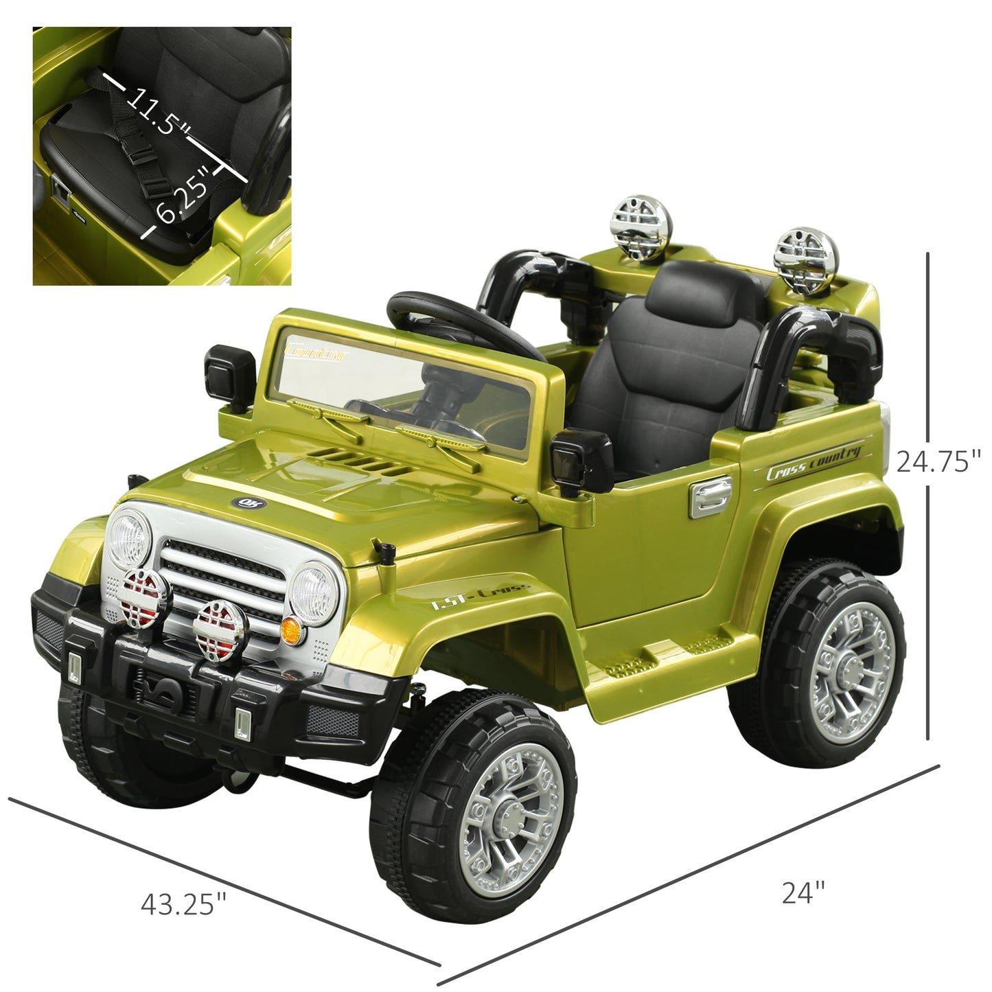 Aosom 12V Kids Electric Toy Car Jeep Power Wheels with Remote Control Black