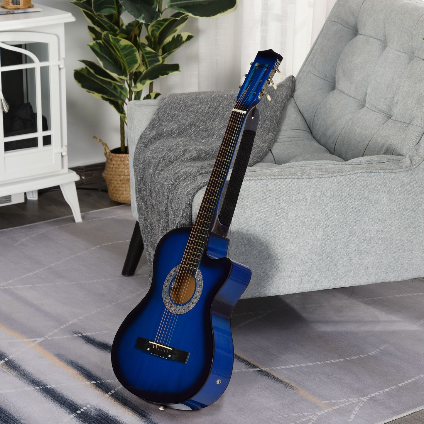 Soozier 39.5 Inch Acoustic Electric Guitar for Beginner with Strings, Beige Strap, 3 Picks and Case Bag, Wine Red