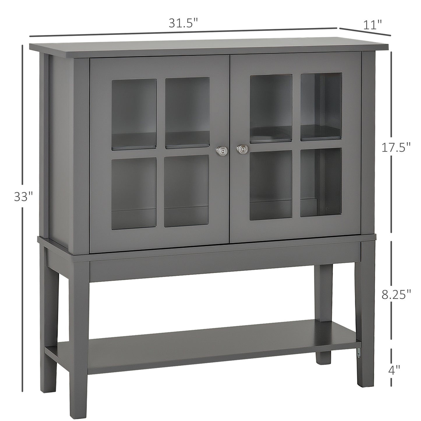 HOMCOM Modern Sideboard Buffet Cabinet Wood Console Table with Glass Doors Kitchen Dining Room Furniture White