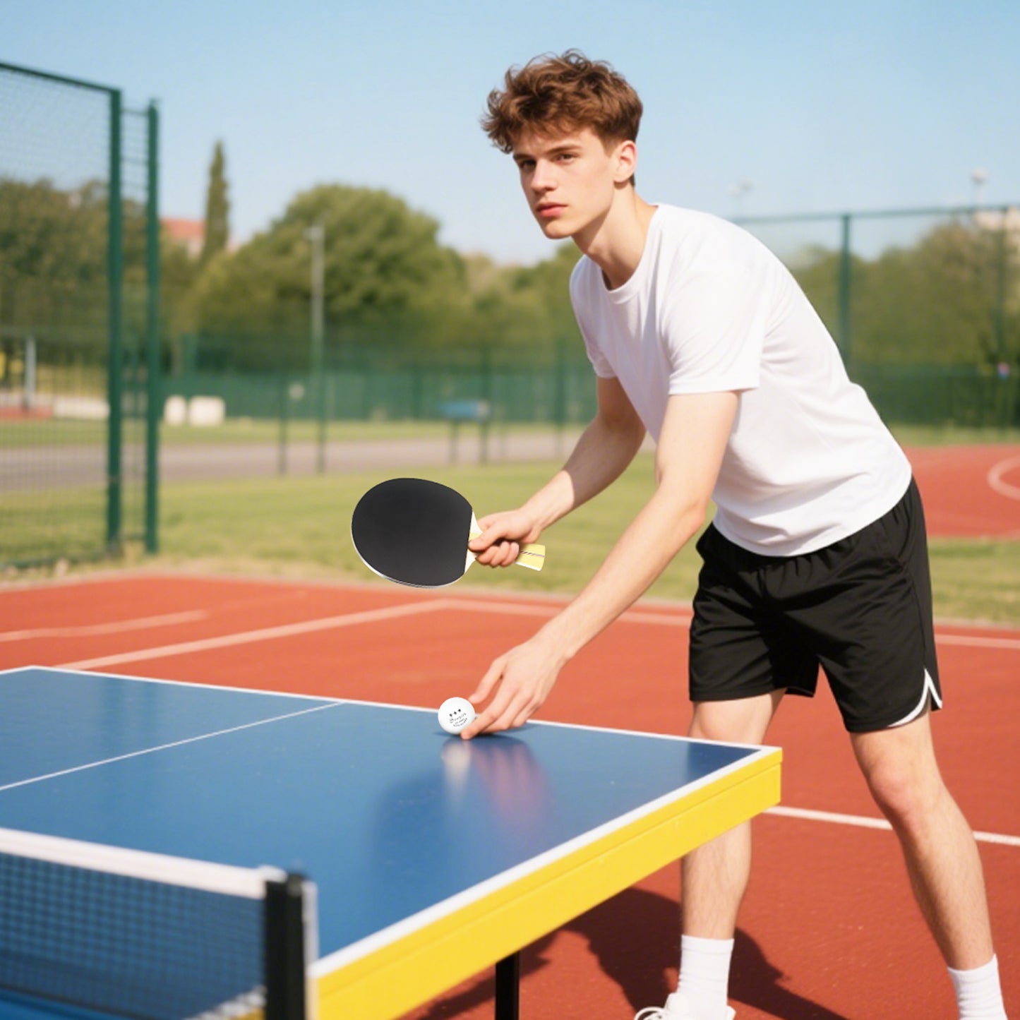 Soozier Ping Pong Paddle Set, Portable Table Tennis Rackets with 8 Ping Pong Balls, Storage Case for Teens, Adults