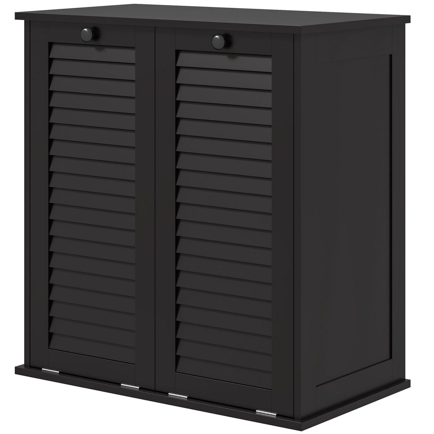 HOMCOM Tilt Out Laundry Cabinet, Laundry Basket Cabinet with 2 Baskets and 2 Louvered Doors, White