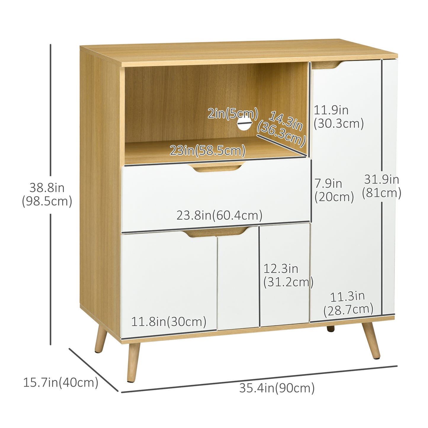 HOMCOM Modern Microwave Stand, Microwave Cabinet with Drawer, Storage Cupboards and Cable Hole for Kitchen, Dining Room, White
