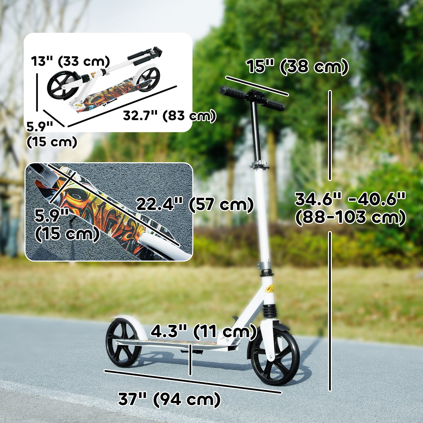 Qaba Kick Scooter for Kids Ages 6-12 with Adjustable Height, Rear-Fender Brake, 200mm Big Wheel, Foldable Design, Green