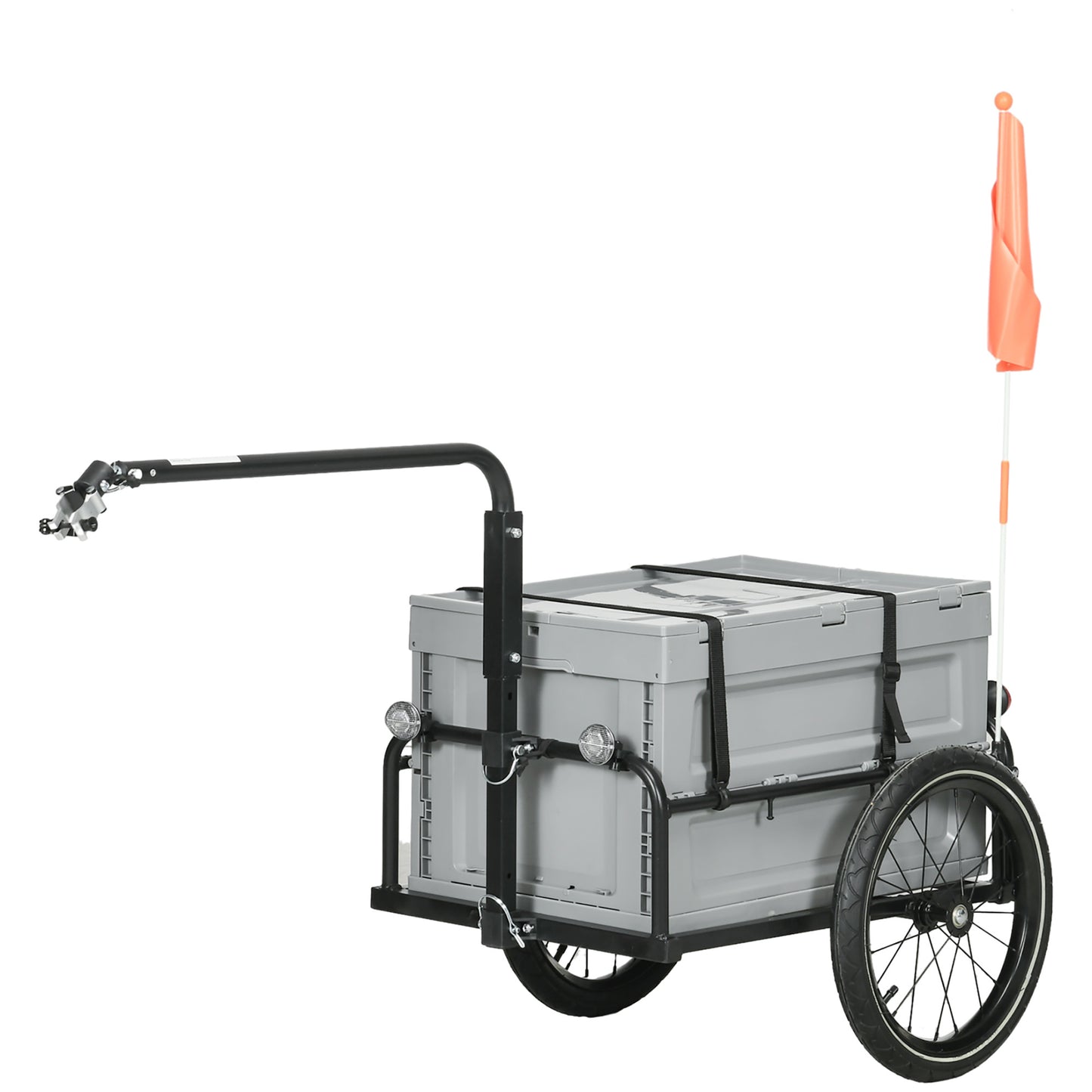 Aosom Steel Trailer for Bike, Bicycle Cargo Trailer with Storage Box, Safe Reflectors, Max Load 88LBS