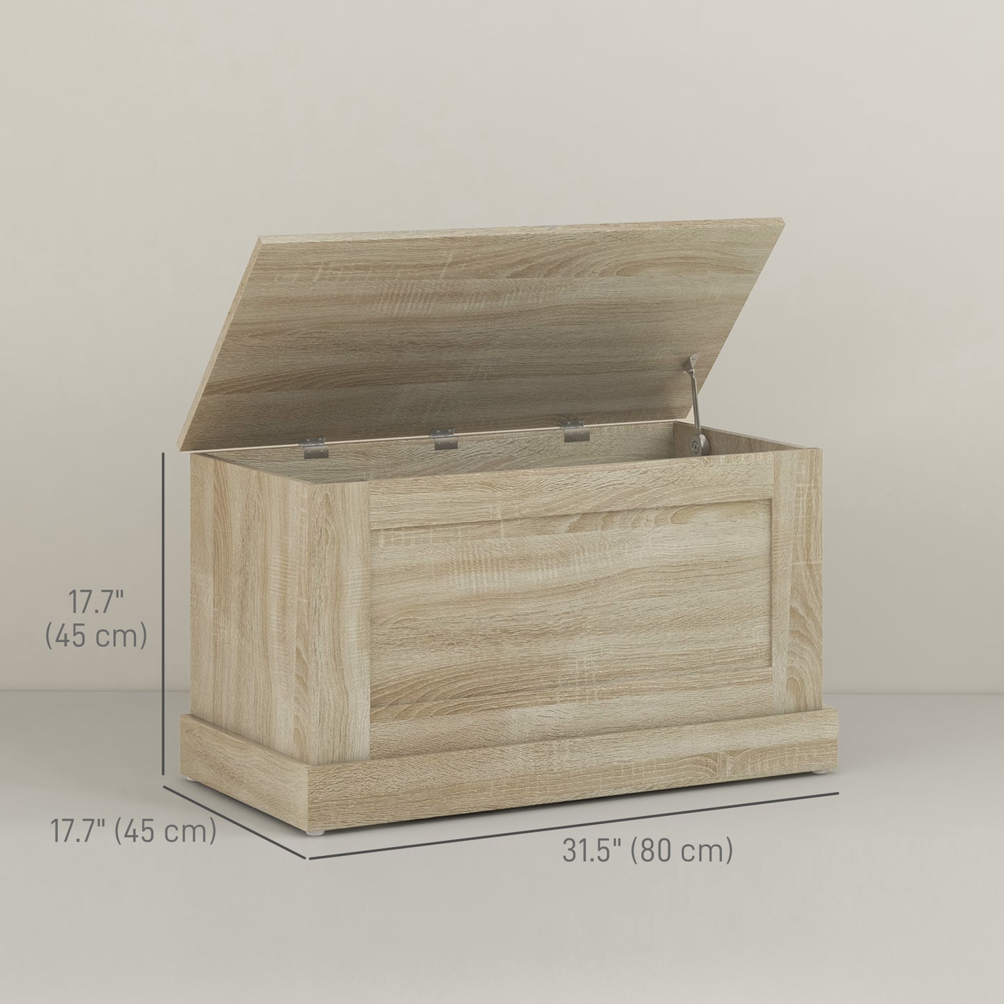 HOMCOM 31.5 Inches Storage Chest, Storage Trunk with Safety Hinge, Wooden Box for Living Room, White Wood Grain