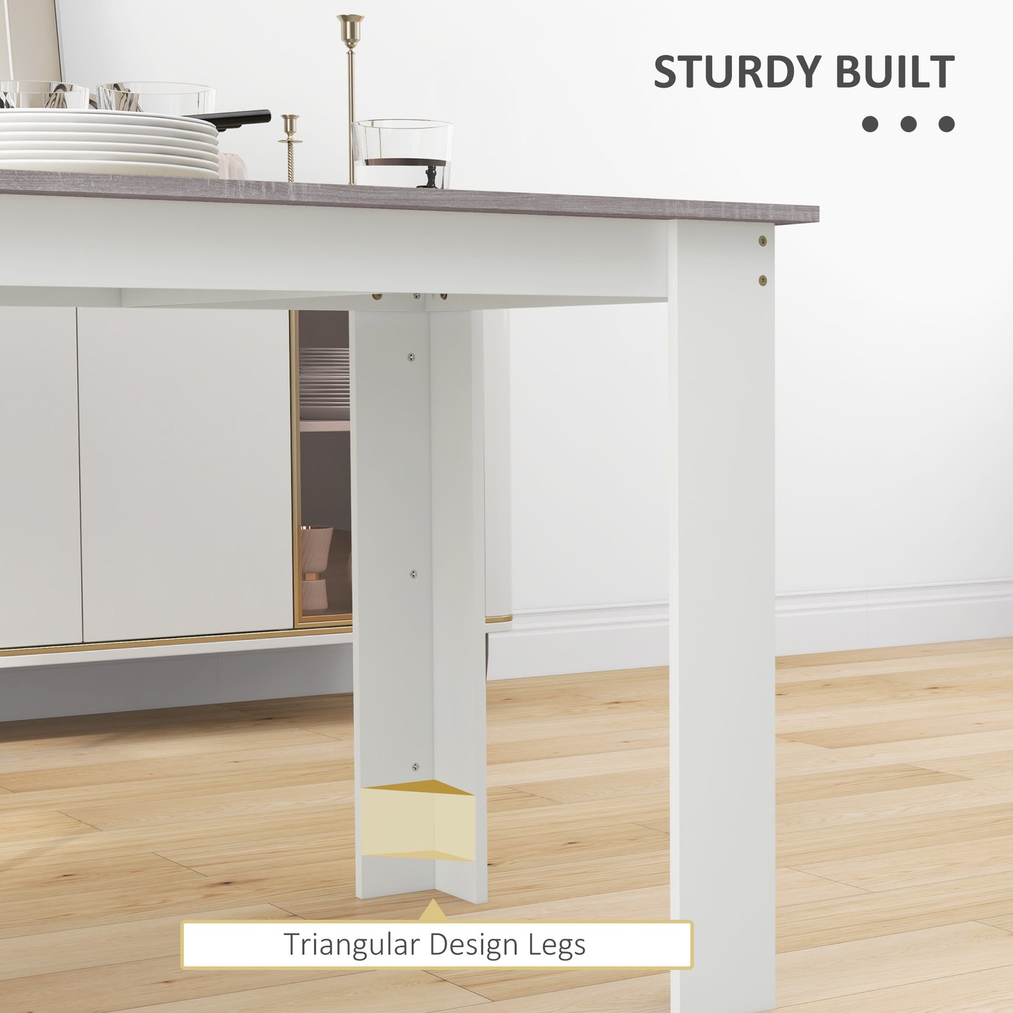 HOMCOM Kitchen Table for 4-6 People, Dining Table with Wood Effect for Dining Room, Oak