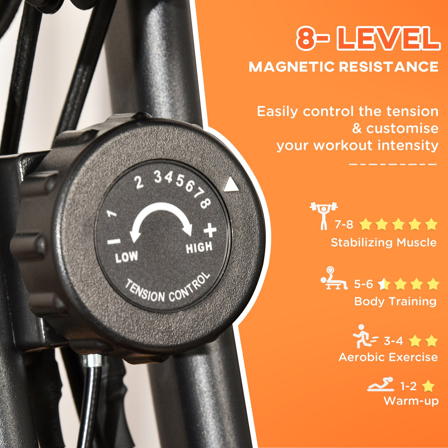 Soozier 3 in 1 Folding Exercise Bike, Foldable Stationary Bike with 8-Level Magnetic Resistance, Adjustable Seat, Black