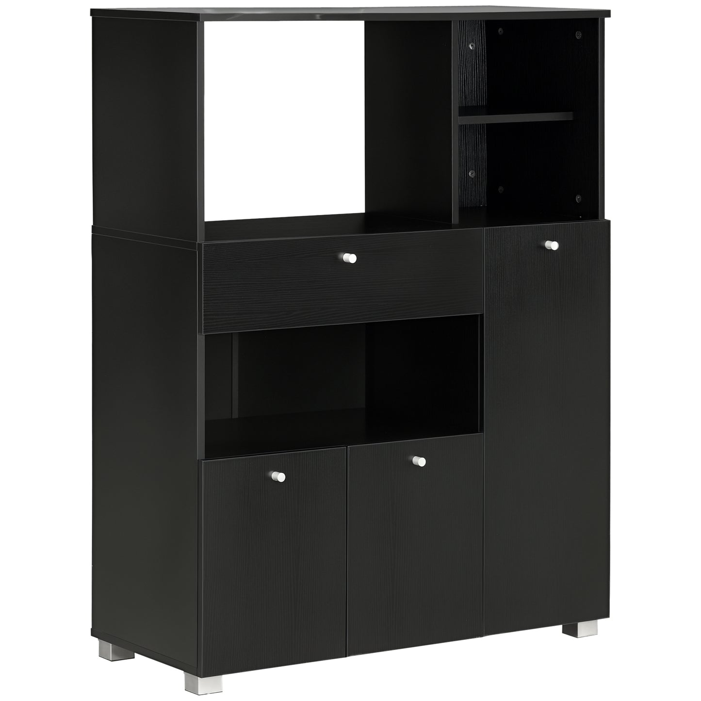 HOMCOM Compact Kitchen Pantry Cabinet Server Hutch Storage Buffet with Microwave Oven Stand Drawer and Shelves, White