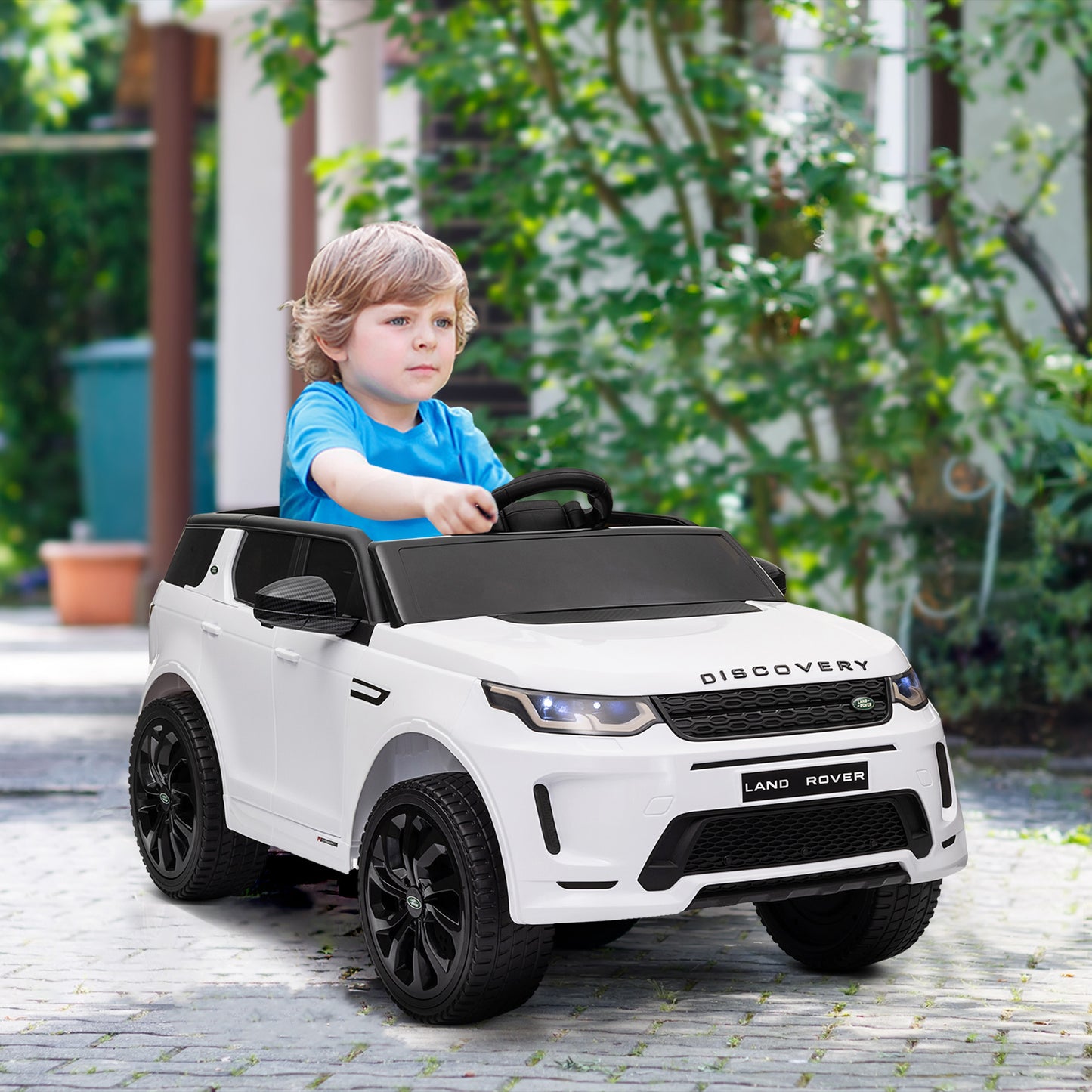 Qaba Land Rover Discovery Sport Licensed 12V Ride on Car w/ Remote, Soft Start, LED Lights, Music Horn, White