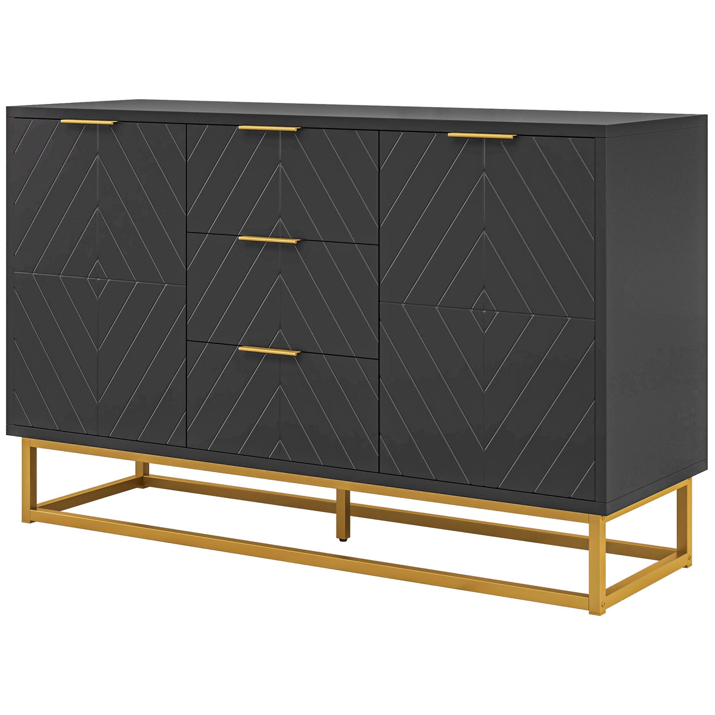 HOMCOM 47" Sideboard Buffet Cabinet with Storage, Contemporary Buffet Cabinet with Adjustable Shelves and Metal Legs, Kitchen Storage Cabinet with Elevated Base, White