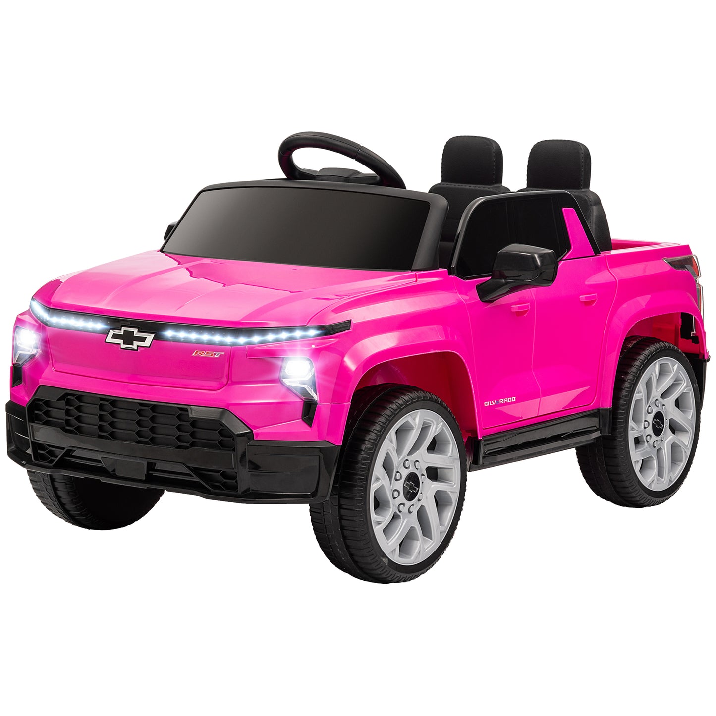 Qaba 12V CHEVROLET SILVERADO EV RST Licensed Kids Car w/ Remote, Spring Suspension, Soft Start, Training Wheels, Black