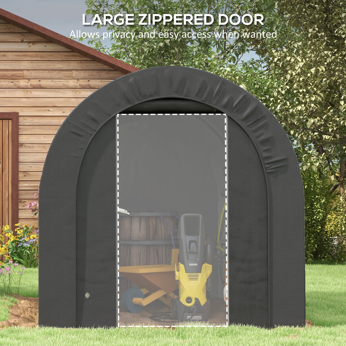 Outsunny 6' x 8' Outdoor Storage Shed, Heavy Duty Galvanized Steel Portable Shed for Bike, Motorcycle, Garden Tools, Dark Grey