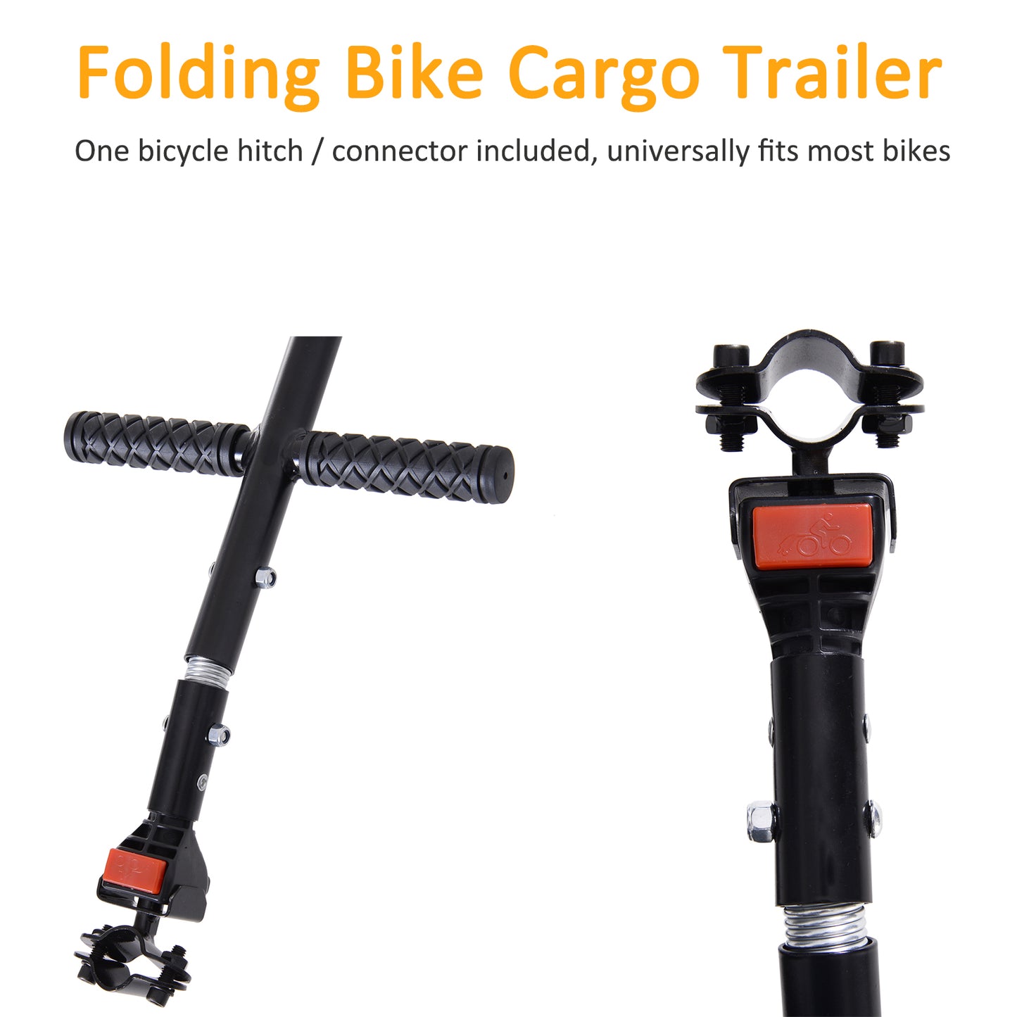 Aosom Folding Bicycle Cargo Trailer Utility Bike Cart Carrier Garden Patio Tool with Hitch Black