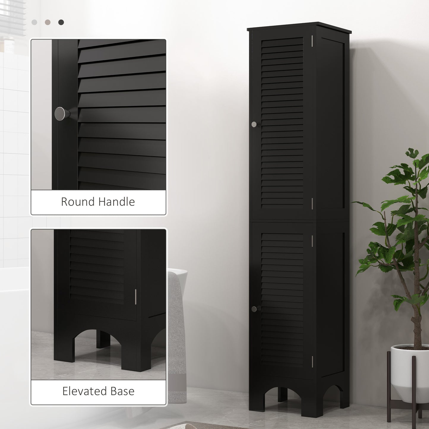 HOMCOM Narrow Bathroom Cabinet, Tall Bathroom Storage Cabinet with Shelves and Doors, Black