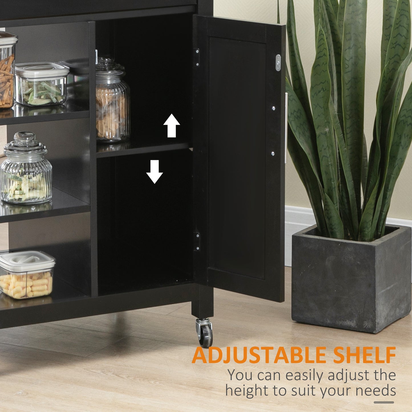 HOMCOM Kitchen Island, Compact Kitchen Cart on Wheels with Open Shelf & Storage Drawer for Dining Room, Kitchen, Black