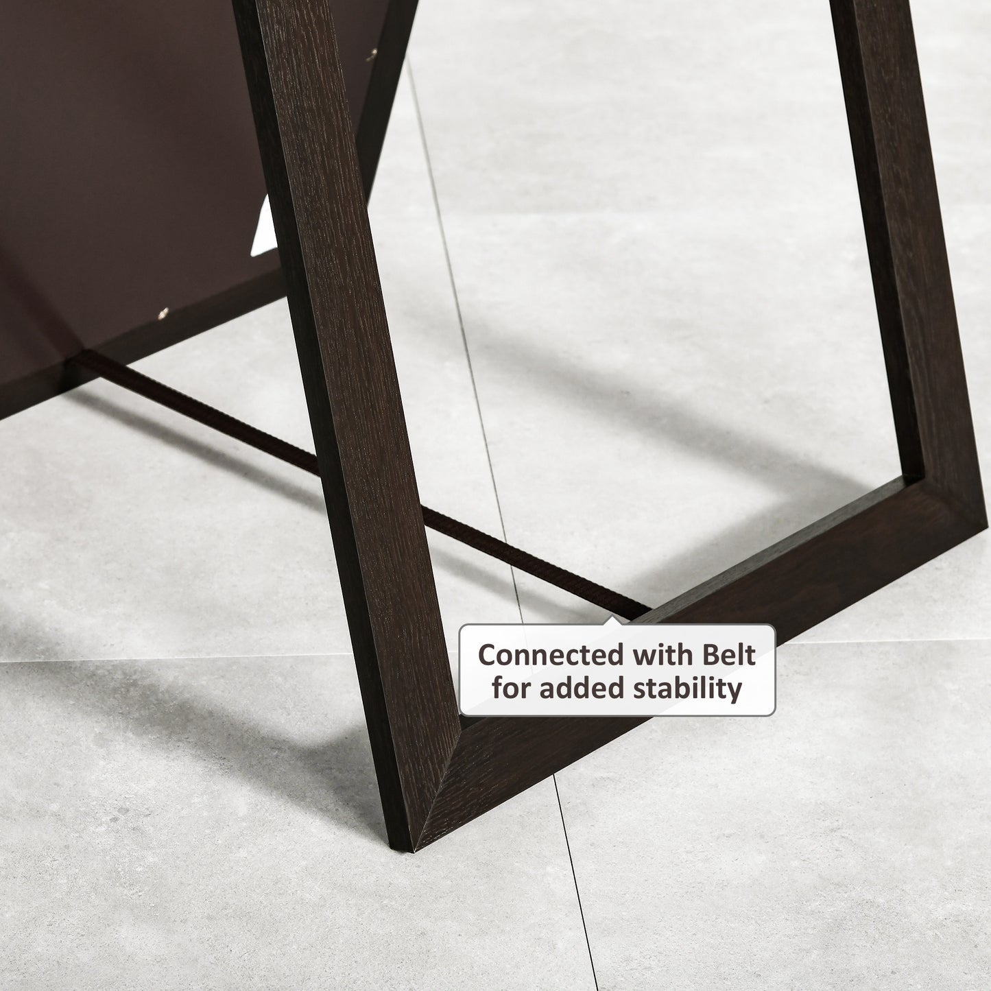 HOMCOM 58" x 20" Full Length Mirror with Frame, Floor Standing Mirror, Rectangular Full Body Mirror for Bedroom, Living Room, Brown