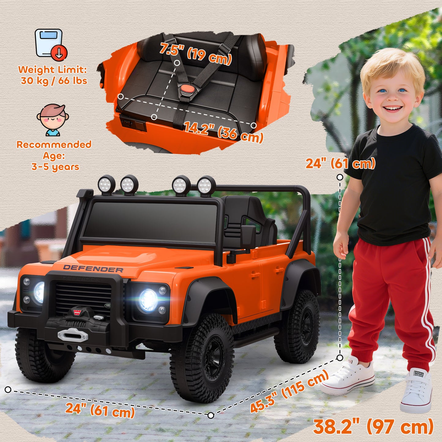 Qaba Land Rover Licensed Kids Ride on Truck with Remote Control, Spring Suspension, LED Lights, 3 Speed, Dark Green