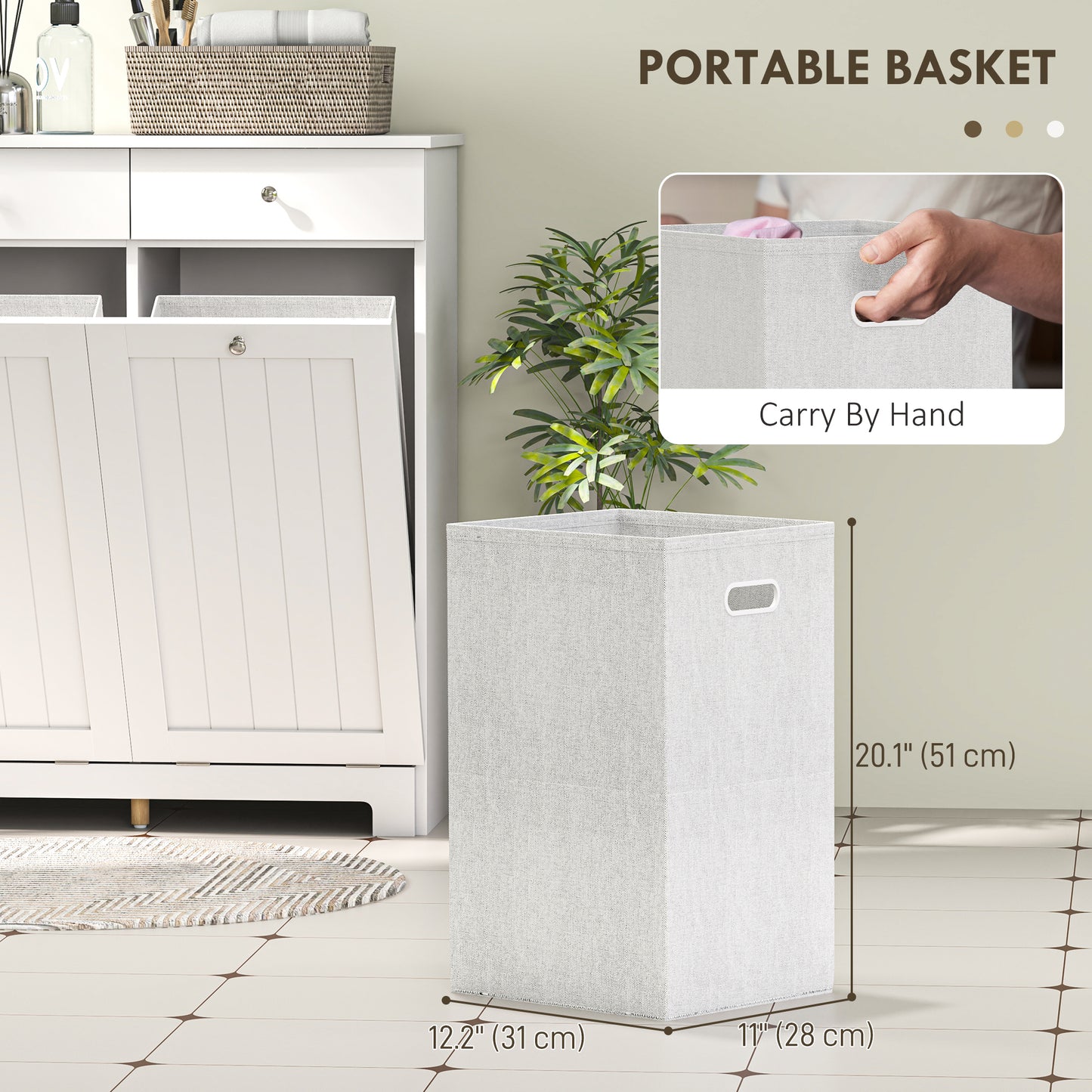 HOMCOM Laundry Cabinet, Tilt Out Laundry Hamper Cabinet with 2 Baskets, Bathroom Hamper Cabinet with 2 Drawers, Black