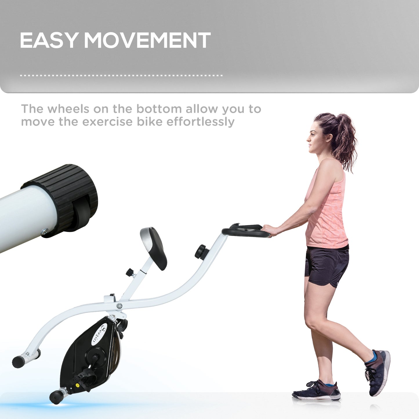 Soozier Foldable & Quiet Exercise Bike with 8-Level Magnetic Resistance, Pulse Sensor, Wheels and LCD Monitor, Black