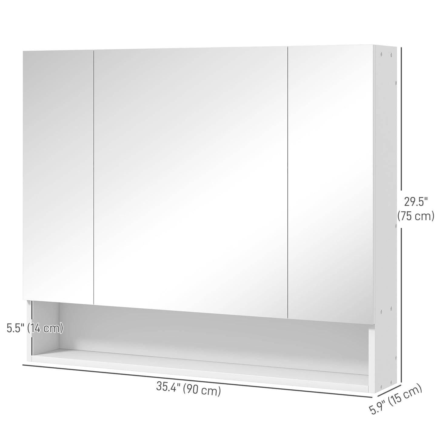 kleankin Wall Mounted Bathroom Medicine Cabinet with Mirror and Adjustable Shelves, Grey